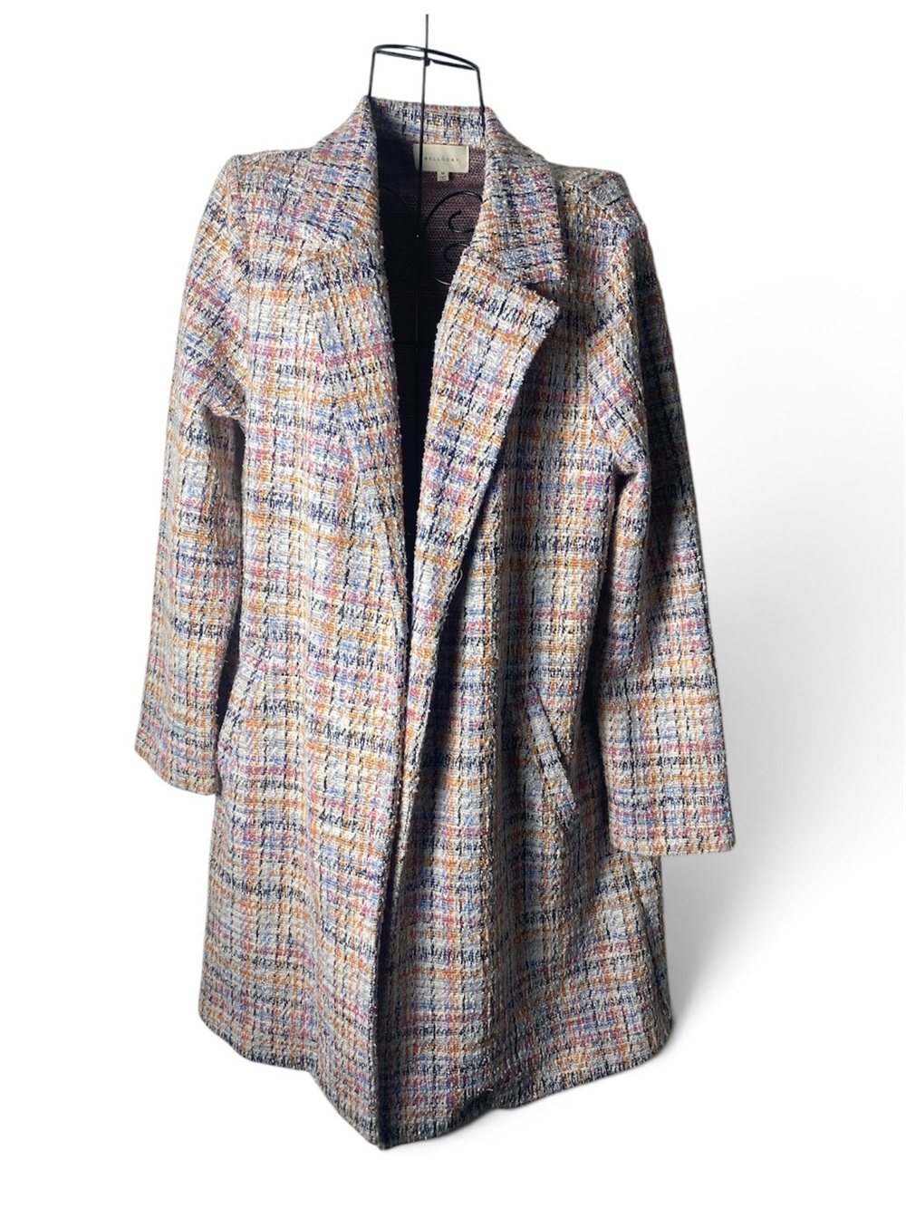 MELLODAY Multicolor Tweed Trench Coat